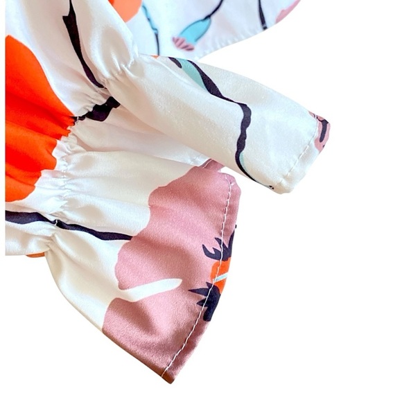 Women’s Floral Print Women's High Neck Top Long Sleeve Size PTP 22 x Length 24 - Picture 5 of 9